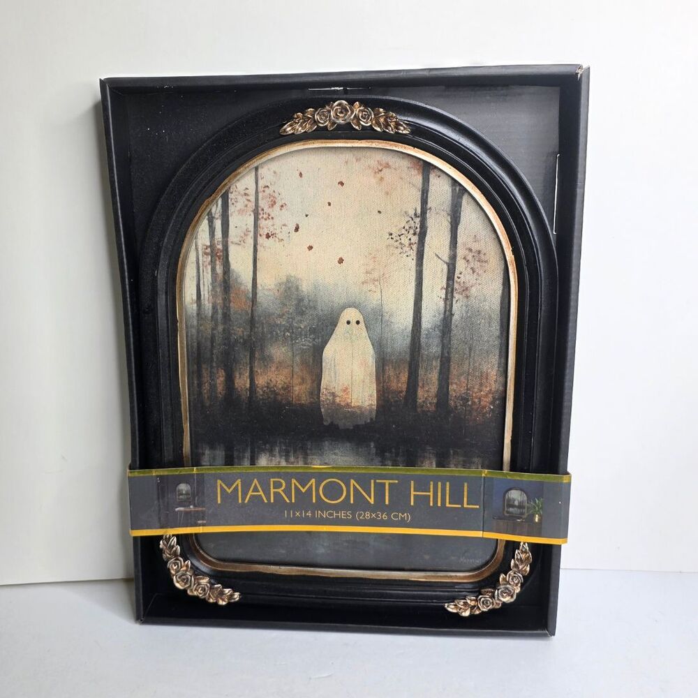 Halloween Marmont Hill Ghost in Woods Arch Framed Wall Art Decor - NEW